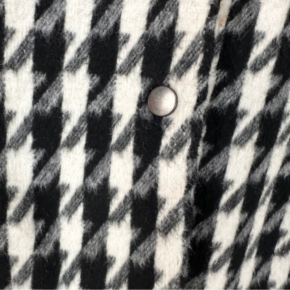 Women’s Black White Houndstooth Jacket pea coat Red fleece lining size small - Picture 9 of 15
